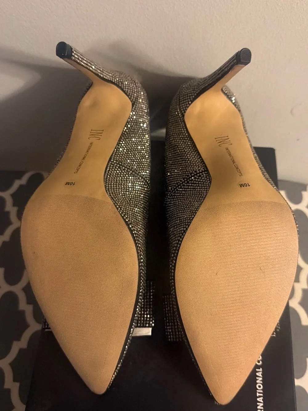 INC International Concepts Black Crystal Bow Pointed-Toe Pumps